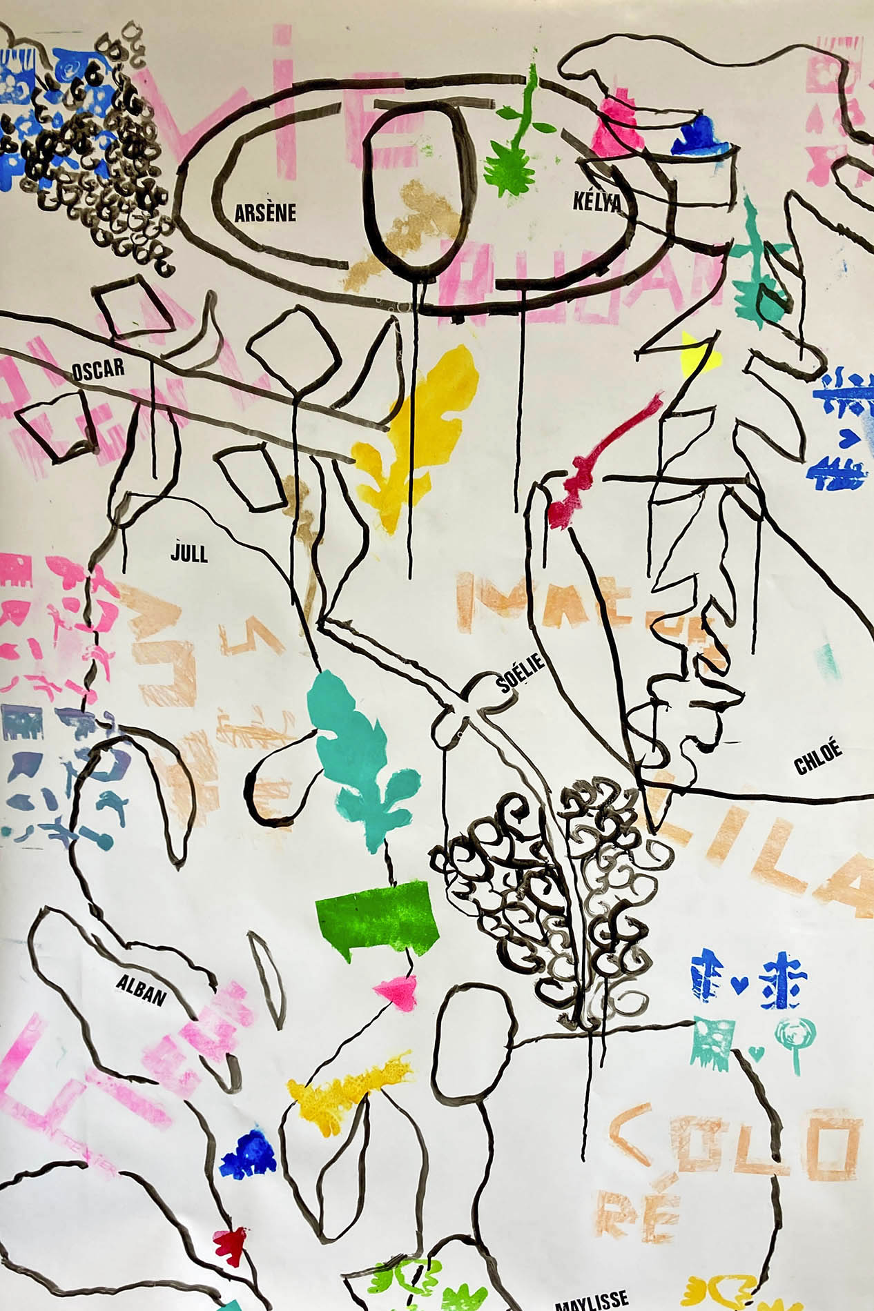 Atelier pédagogique de création d’affiches grand format avec le Collège Olympe de Gouges à Chatte.