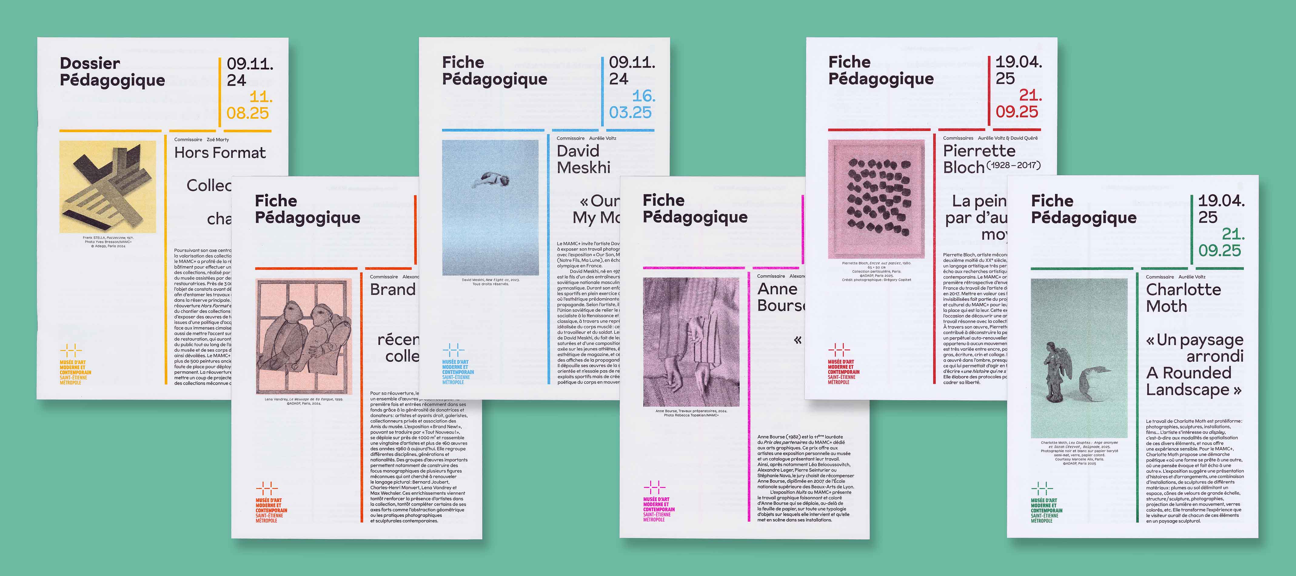 Identité visuelle, design graphique et impression en risographie des fiches et dossier pédagogiques du MAMC+