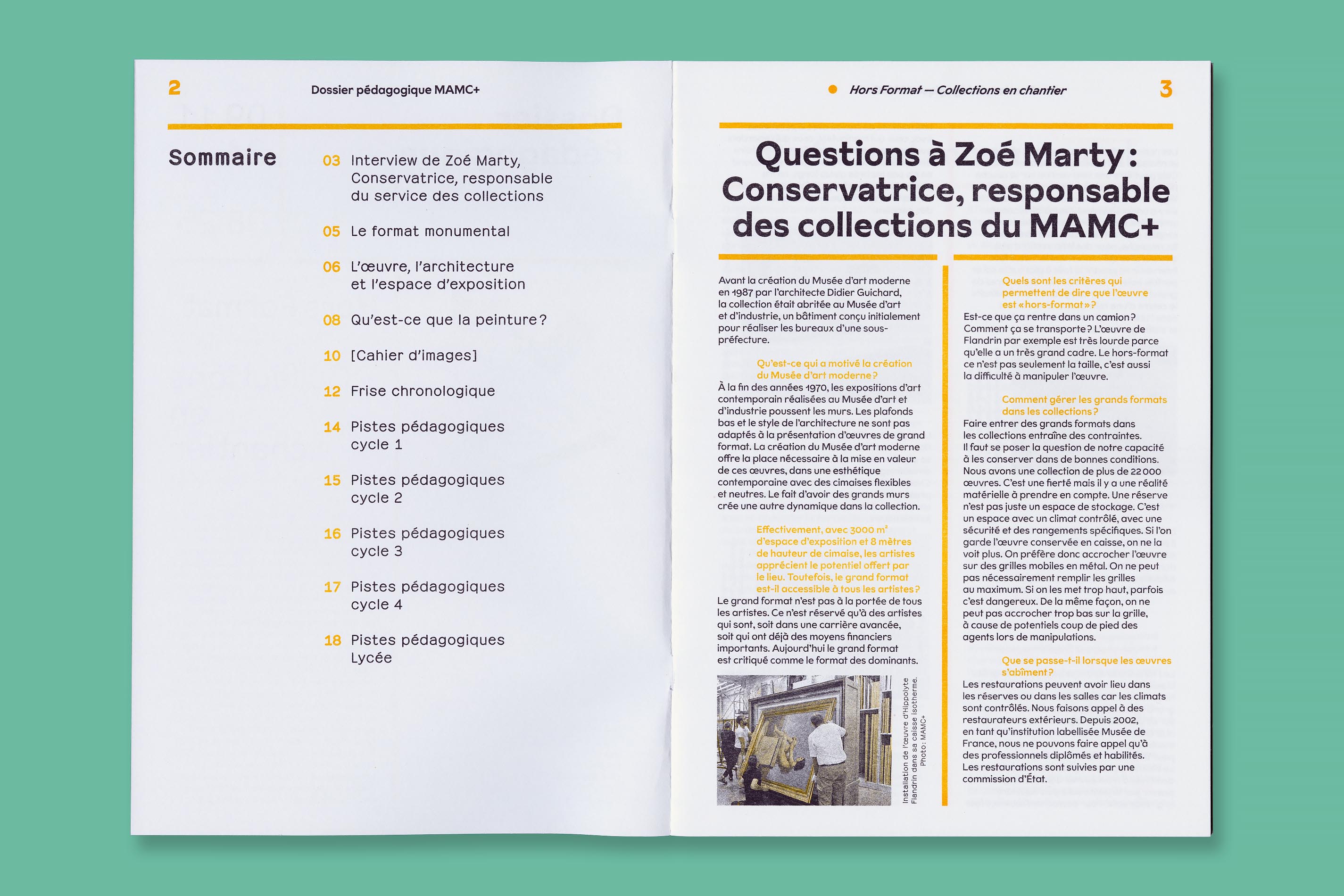 Identité visuelle, design graphique et impression en risographie des fiches et dossier pédagogiques du MAMC+