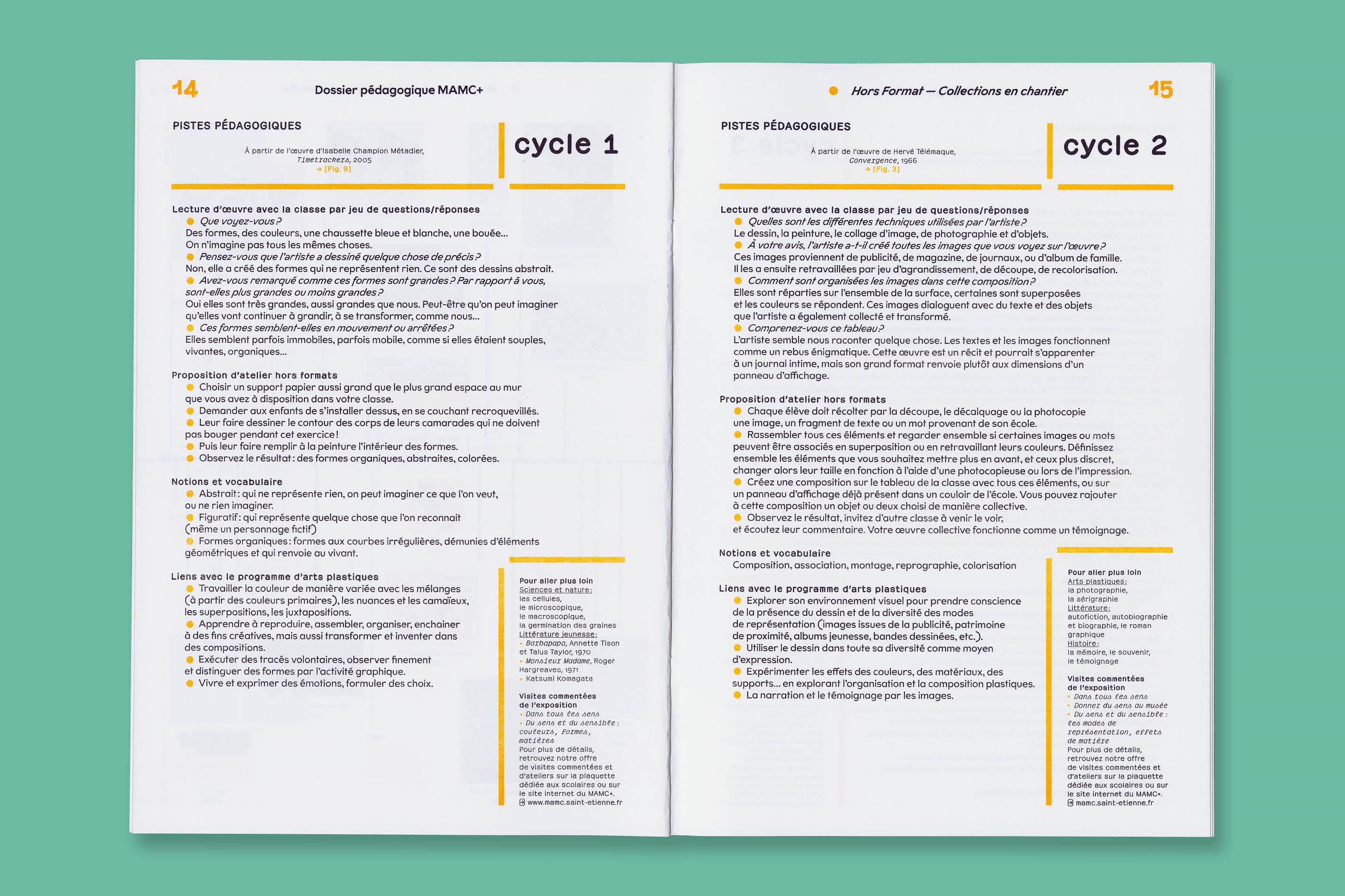 Identité visuelle, design graphique et impression en risographie des fiches et dossier pédagogiques du MAMC+