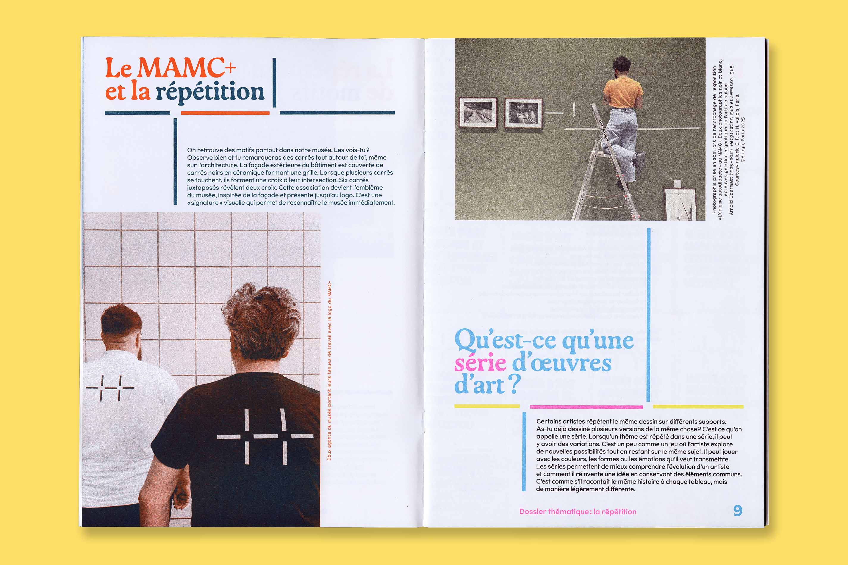 Design graphique et impression risographie de la revue Plus N°1 La Répétition pour le MAMC+