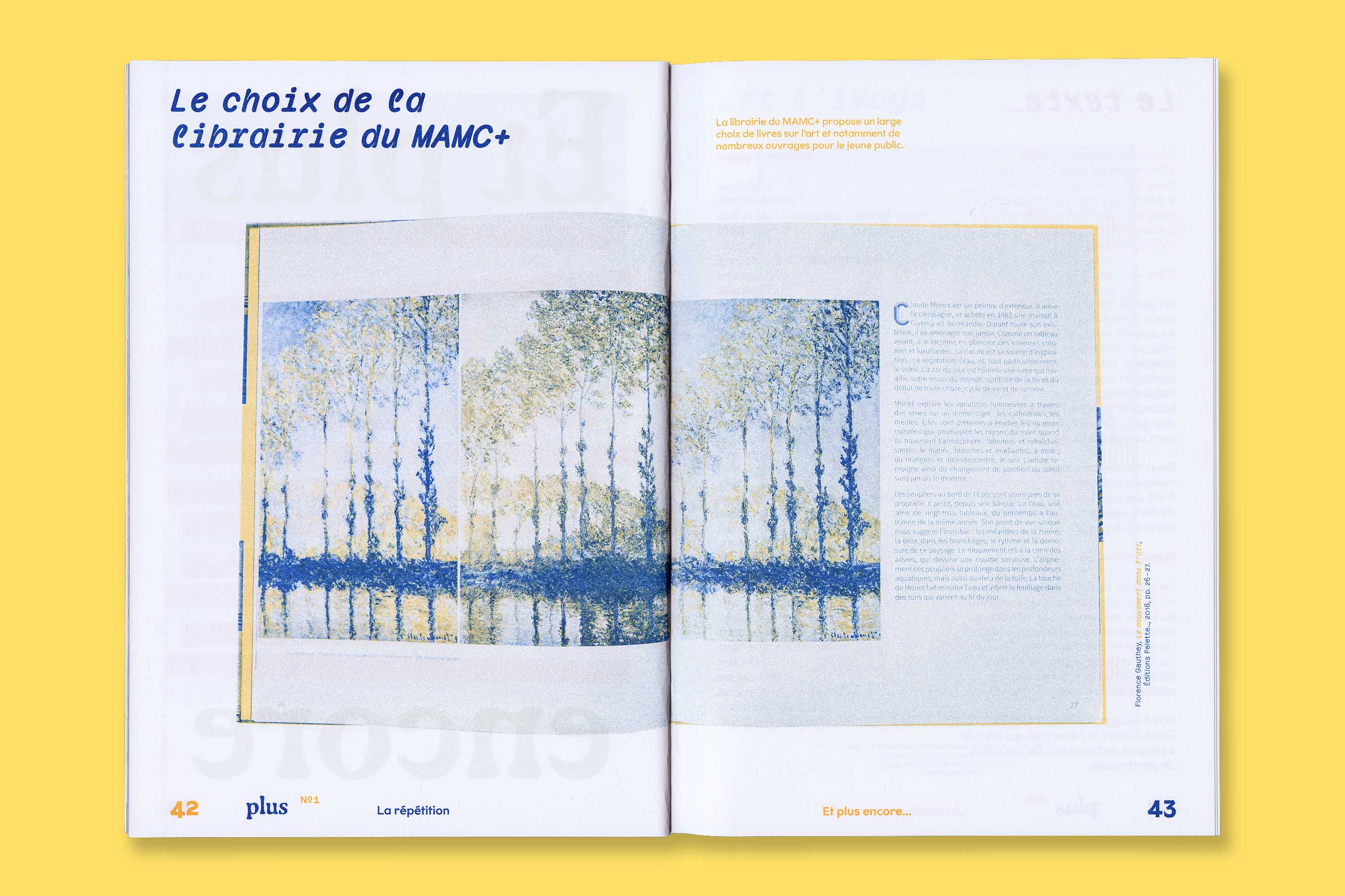 Design graphique et impression risographie de la revue Plus N°1 La Répétition pour le MAMC+