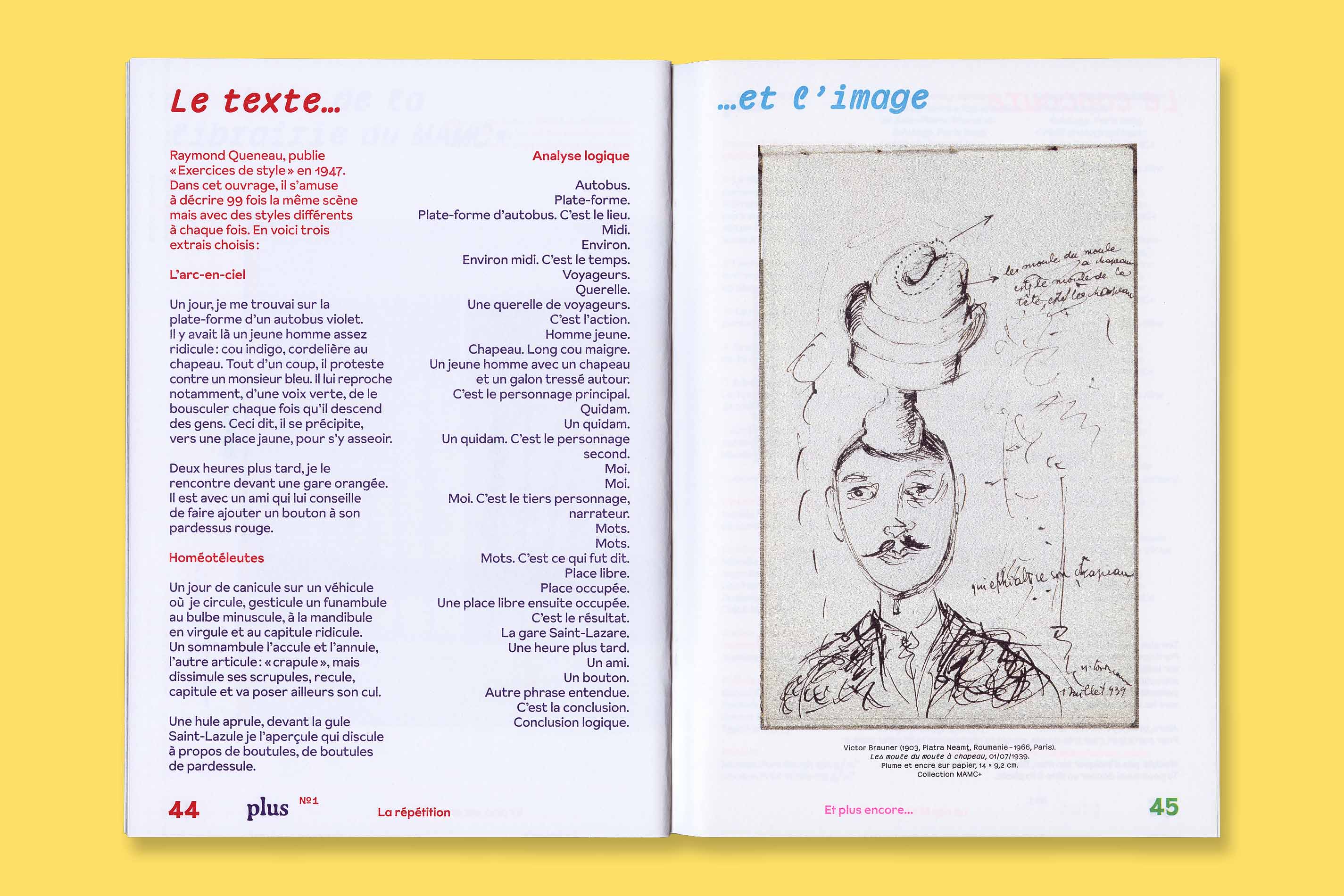Design graphique et impression risographie de la revue Plus N°1 La Répétition pour le MAMC+