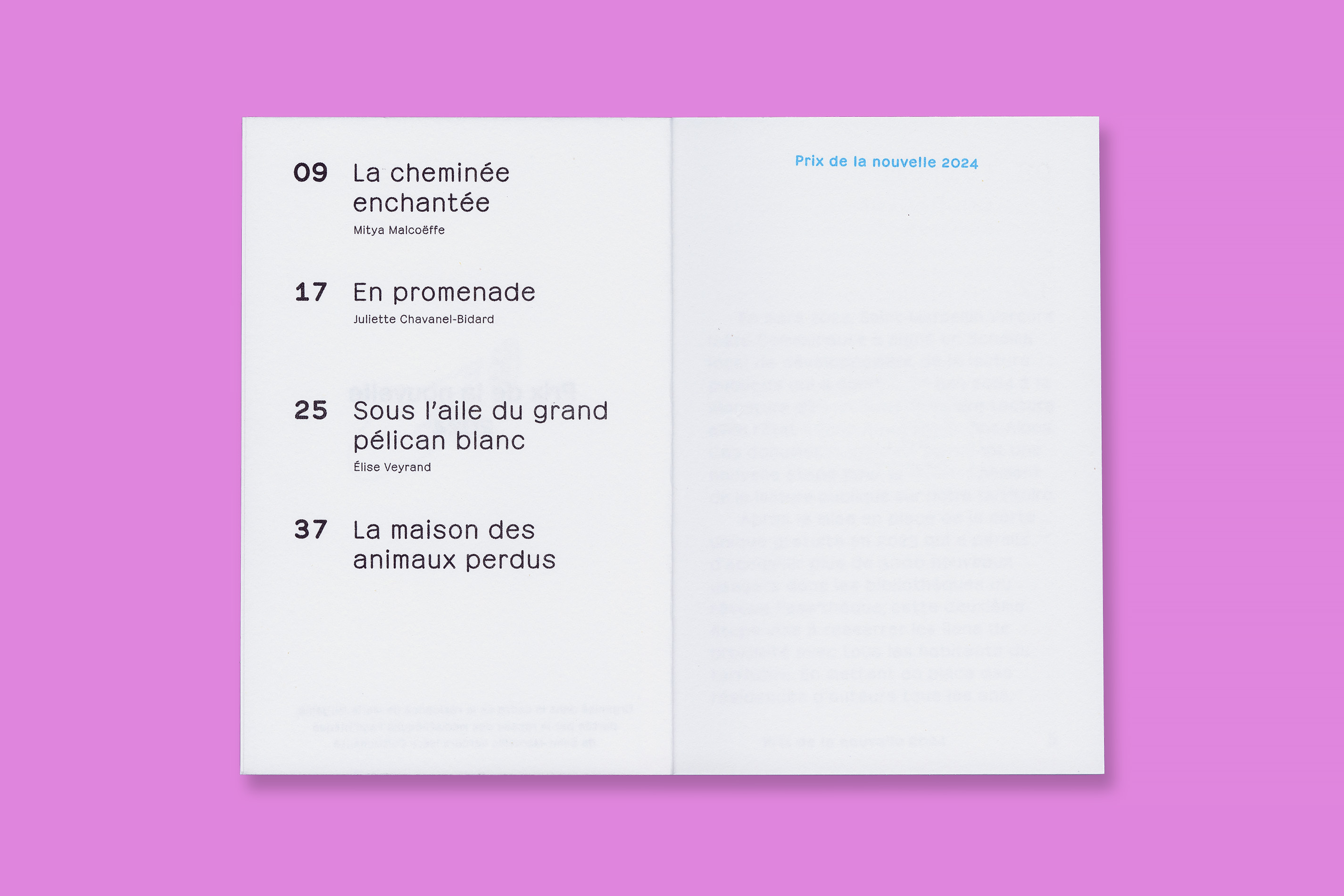 Design éditorial et impression en risographie du Prix de la nouvelle