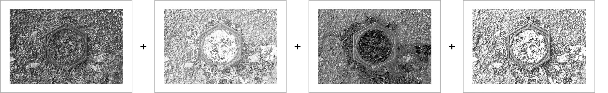 Aperçu des fichiers d'impression en niveau de gris pour chaque couche de couleurs, schéma Système Sensible